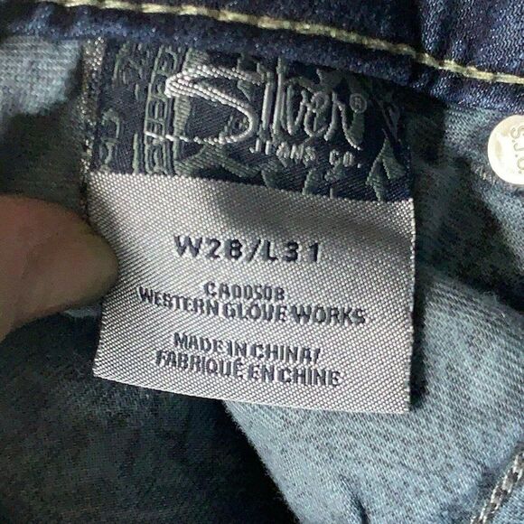 Silver Jeans Suki Skinny 28 Dark Wash Mid Rise Curvy 5 Pocket Embroidery Stitch - Picture 6 of 6